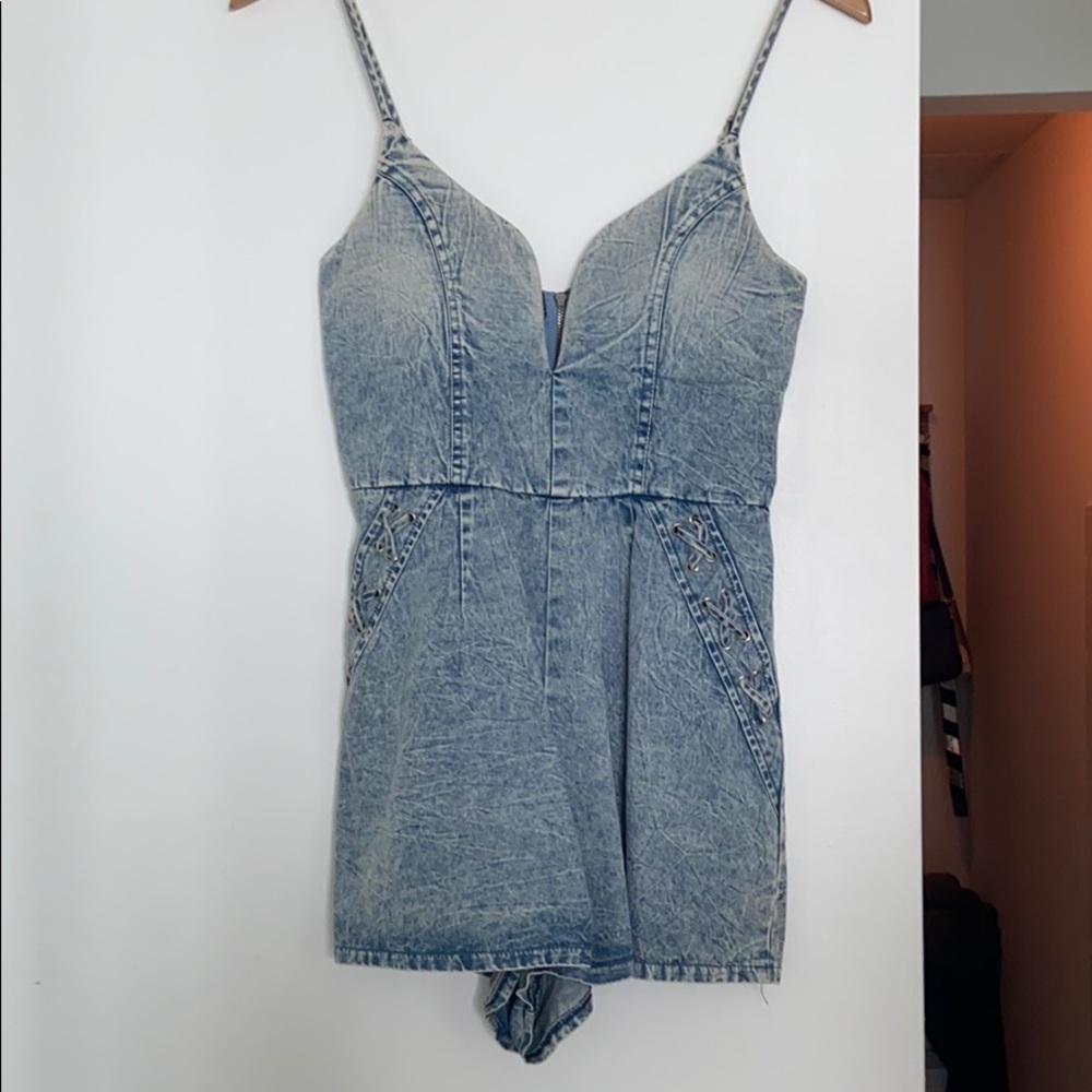 LF Acid Wash Denim Romper